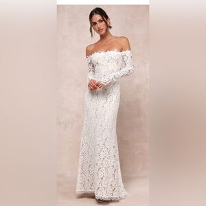 Lulu's White Lace Long Sleeve Dress